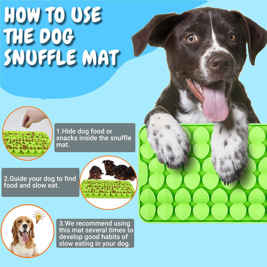 Cdipesp Silicone Snuffle Mat for Dogs Slow Feeder Lick Mat with Suction Cups Dogs Sniff Mat Dogs & Cats Entertainment Toys for Boredom(Green)