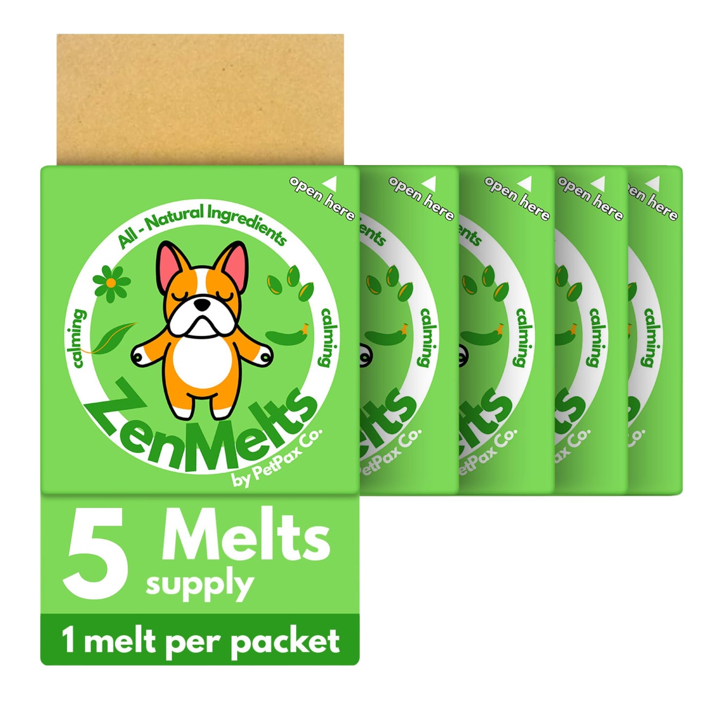 PetPax Co. ZenMelts Dogs Anxiety Relief Calming 5 Strips only - Anti Anxiety for Dogs During Fireworks, Storms & Separation - Non-Drowsy Tasty Dog 5 - Melt
