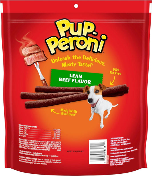Pup-Peroni Dog Treats, Lean Beef Flavor, 22.5 Ounce, Made with Real Beef, 90% Fat Free (Pack of 2)
