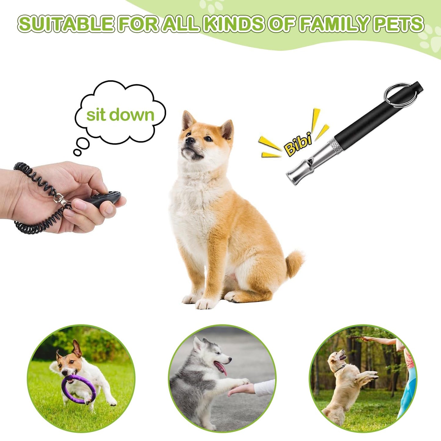 JIURUN Dog Treat Pouch for Pet Training - Dog Treat Bag (Black) - Dog Training Kit, Dog Clicker for Training, Silicone Treat Bag, 2-in-1 Whistle Clicker, Collapsible Dog Bowl, 2 Dog Poop Bag