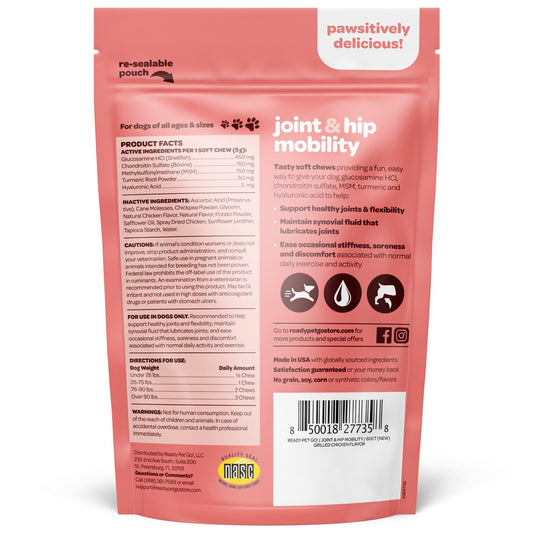 Hip and Joint Chews for Dogs | Dog Glucosamine Chews for Comfort & Mobility with Chondroitin MSM & Turmeric | Dog Joint Supplement for All Ages & Sizes | NASC Certified & Made in The USA | 60 Chews