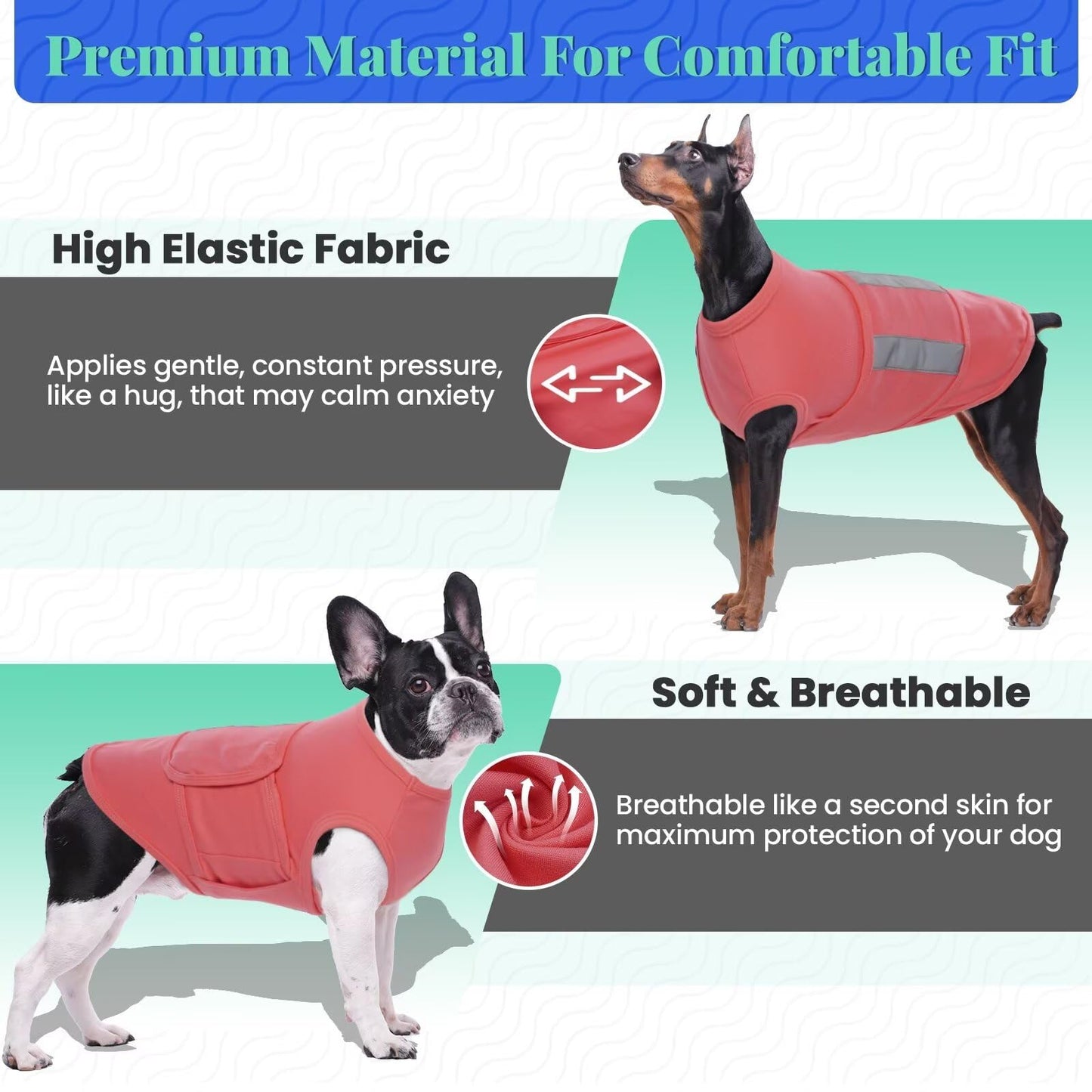 MIGOHI Adjustable Calming Vest for Large Dogs - Anxiety Relief for Thunderstorms, Fireworks, Travel & Separation - Shell Pink, L