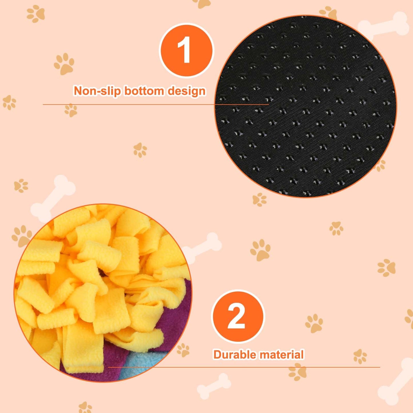Yummy Sam Snuffle Mat for Small and Medium Dogs, 2 in 1 Portable Interactive Nose Smell Training Sniffing Pad with Puzzle Toys for Boredom Stimulating Slow Eating and Keep Busy (Grey)