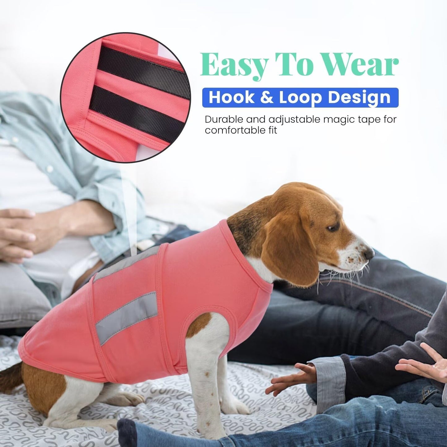 MIGOHI Adjustable Calming Vest for Large Dogs - Anxiety Relief for Thunderstorms, Fireworks, Travel & Separation - Shell Pink, L