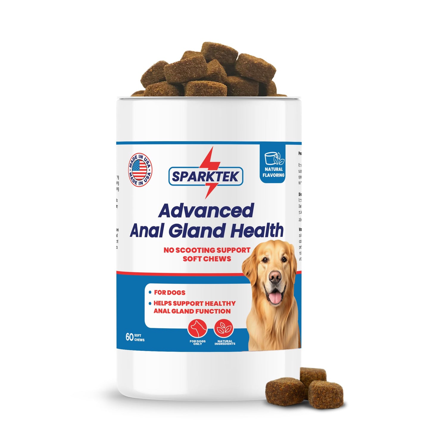 Sparktek Digestive Fiber Blend Chews for Dogs with Pumpkin Psyllum Husk Beet Pulp Developed to Support Reduction in Scooting Behavior and Help Sac Gland Function for Normal Bowel Movement