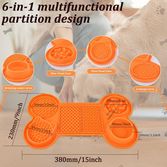 Silicone Slow Feeder Bowl, Lick Mat with Suction Cups for Dog Cat, Snuffle Feeding Mat for Dry and Wet Food, Interactive Sniff Mat for Bored Puppy Anxiety Relief, Blue
