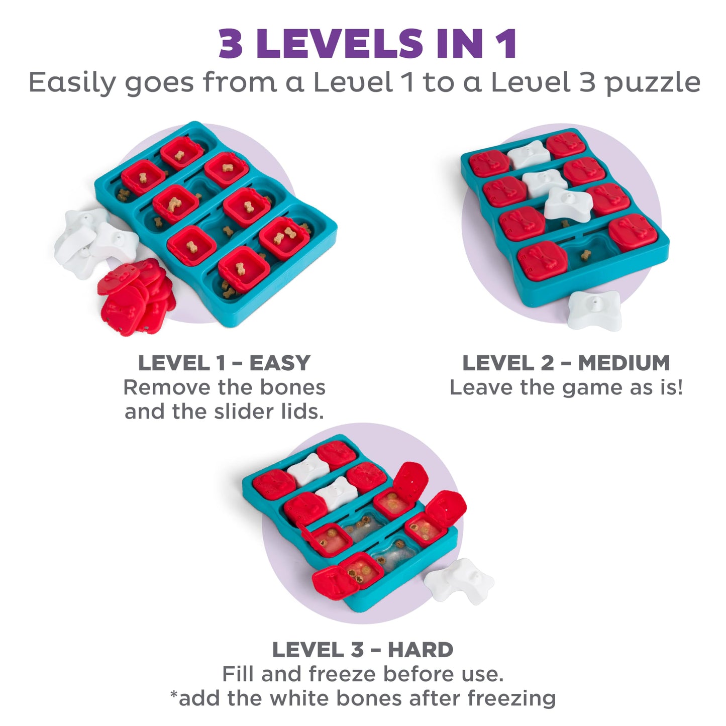 Outward Hound by Nina Ottosson Dog Brick Treat Puzzle Enrichment Toy, Level 2 Intermediate Game, Blue