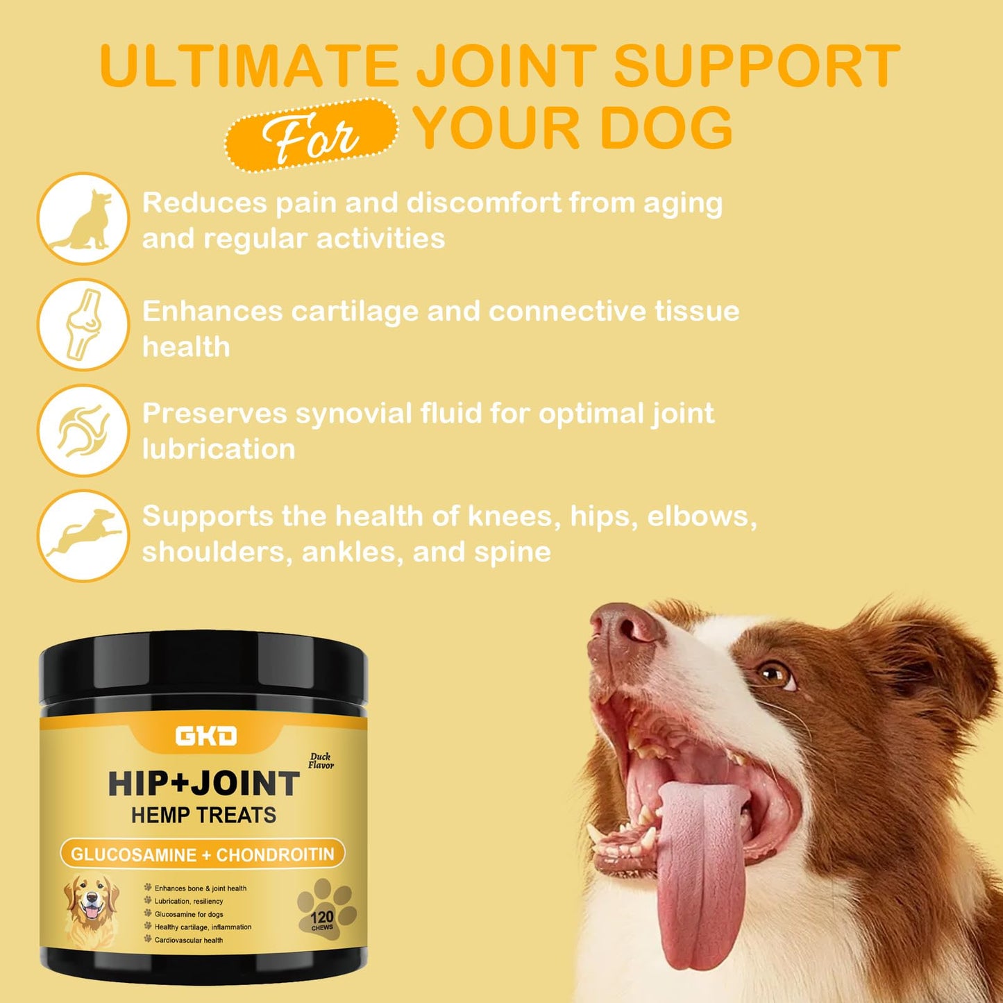 Joint Supplement for Dogs - Joint Chews for Dogs 100% Natural Ingredients, Glucosamine Chondroitin Bone Hip and Joint Supplement Dogs Aid with Relief Arthritis Pain, Care Mobility Bites Treats