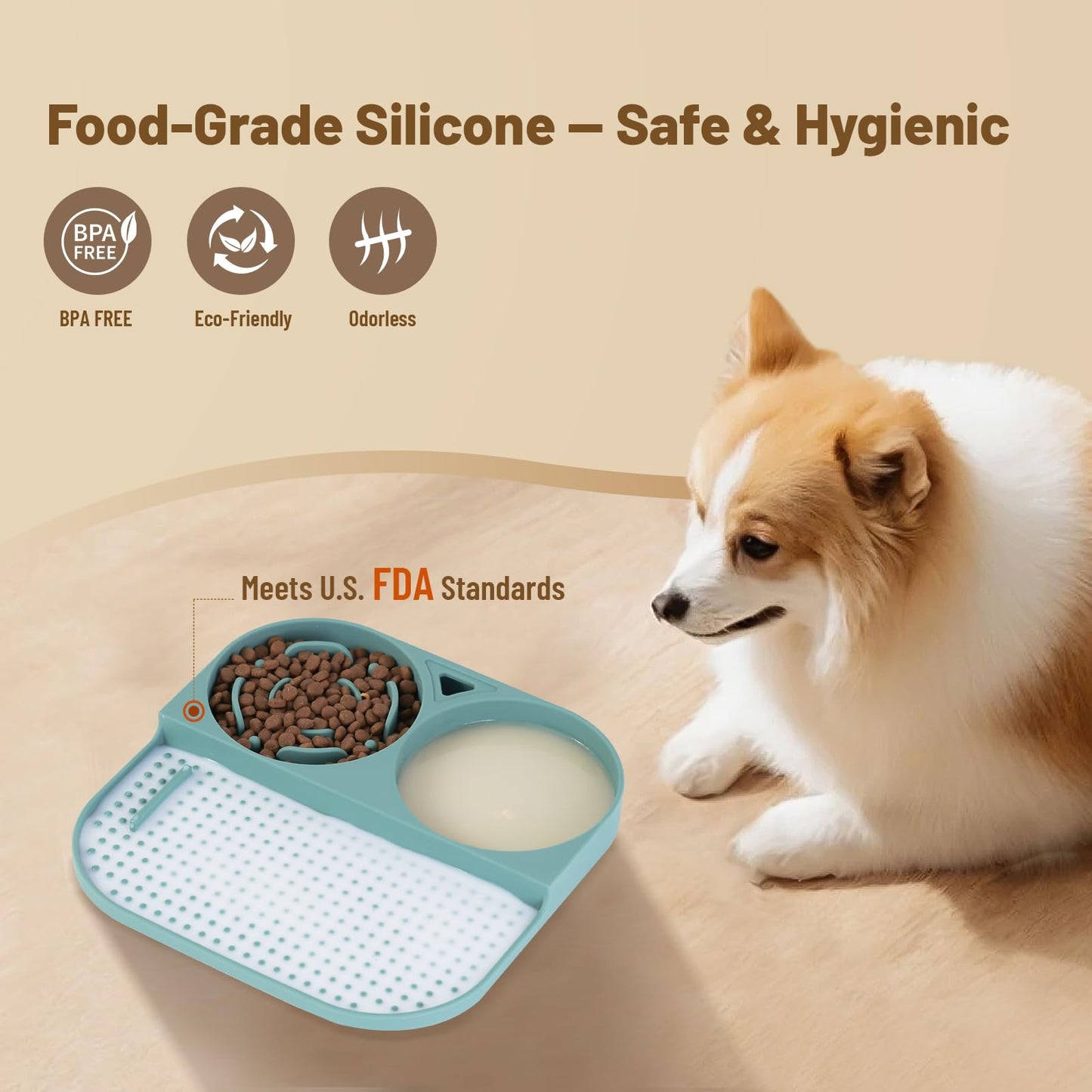 Hyefiomo Slow Feeder Snack Bowl & Lick Mat for Dogs & Cats – Non-Slip, Food-Grade Silicone Treat Bowl Combo for Small Breeds – Perfect for Treats, Snacks & Portion Control, Includes Scraper & Brush