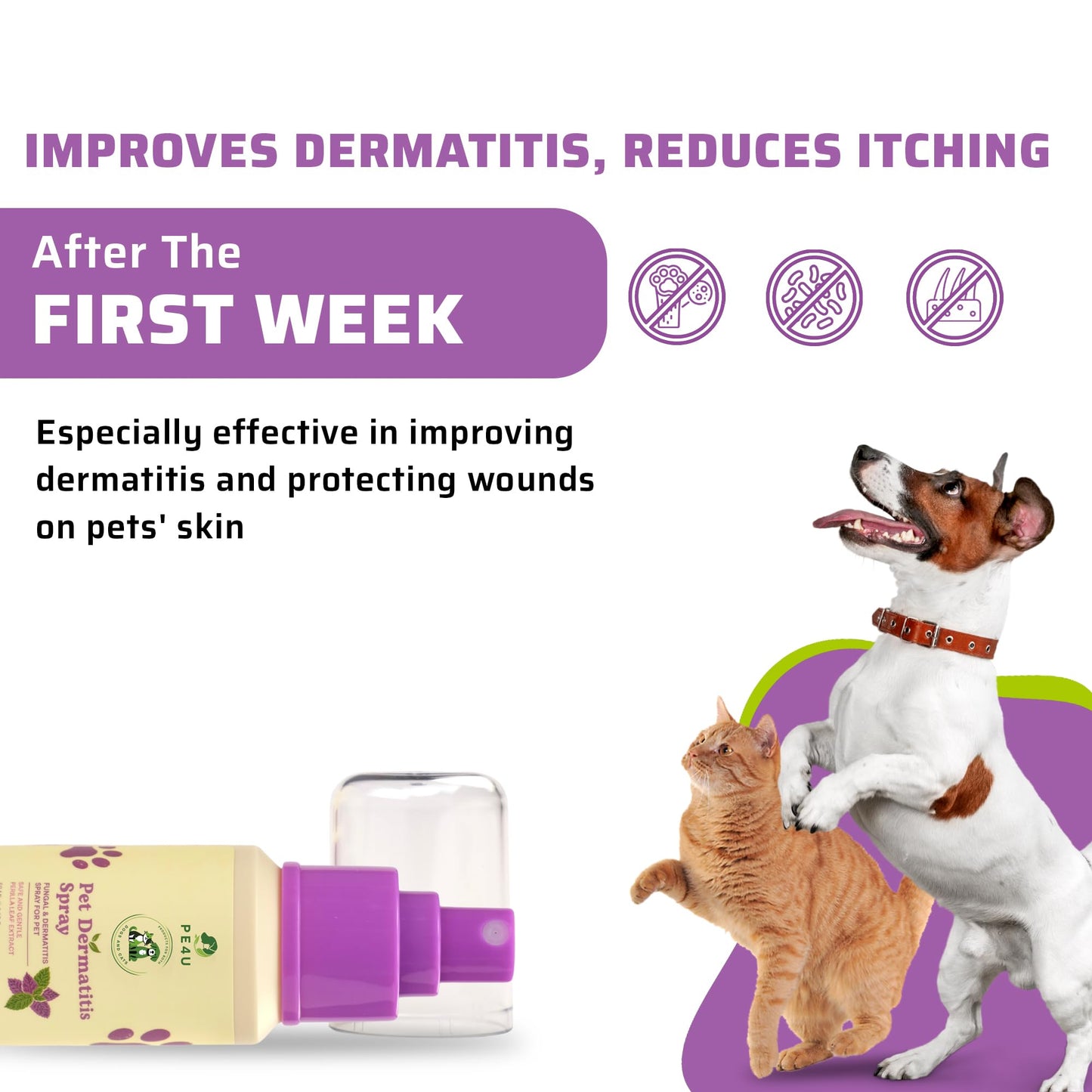PE4U Pet Relief Spray for Dogs & Cats - Natural Perilla Leaf Extract, Safe for Sensitive Skin - Soothes Itching, Reduces Dermatitis, Protects & Refreshes - [Spray + Shampoo + GIF]