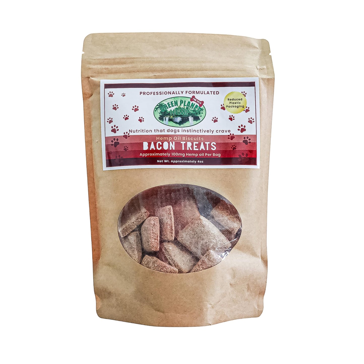 Green Planet Hemp Dog Treats | Bacon 100mg of Hemp Per Bag | 100% Natural and Non GMO | Offers Your Pet Hip, Joint, and Muscle Support | Aids with Anxiety,Stress, and Pain