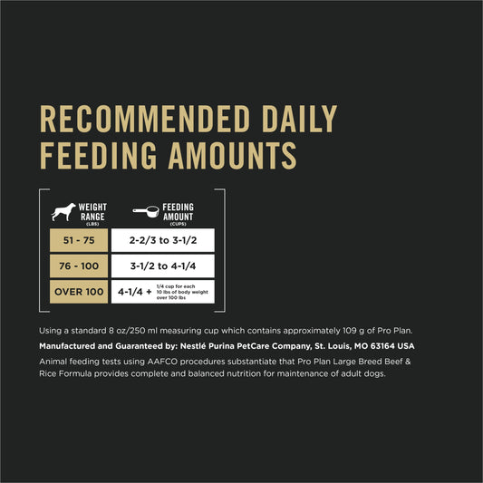 Purina Pro Plan Large Breed Dry High Protein Dog Food with Probiotics for Dogs, Beef and Rice Formula - 34 lb. Bag