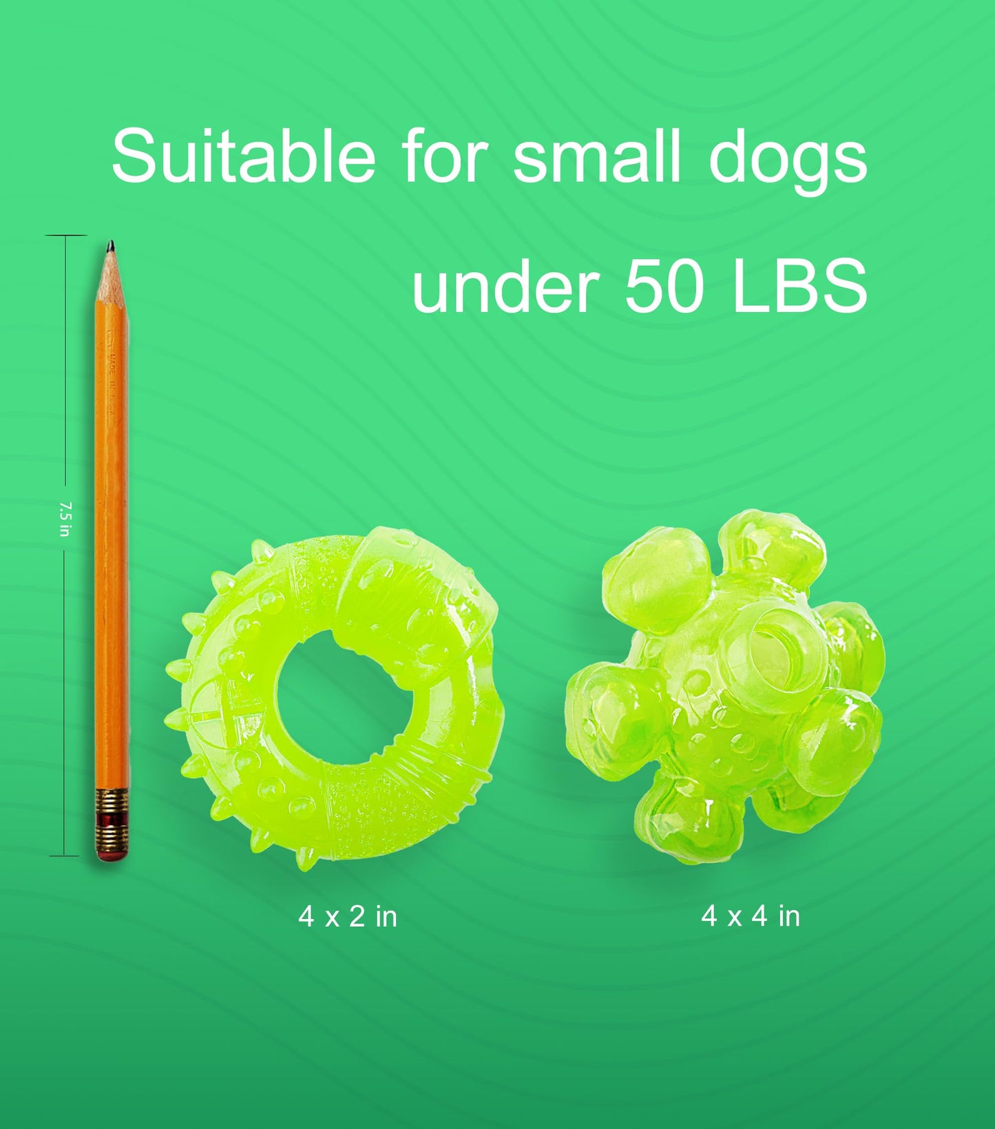 SPOFLY Puppy Chew Toys for Teething, Non-Toxic Durable, Interactive Teething Rings & Bouncing Ball - Boredom-Busting, Brain-Stimulating Puzzle Toy, Enrichment Treat Dispensing - Bright Green