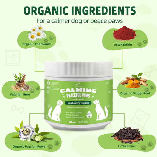 Calming Chews for Dogs - Natural Melatonin Pet Supplement Support Anxiety Relief Sleep Aid & Relaxation for Thunderstorms, Fireworks and Separation Vet Approved Soft Treats, Chicken Flavor 100 Chews