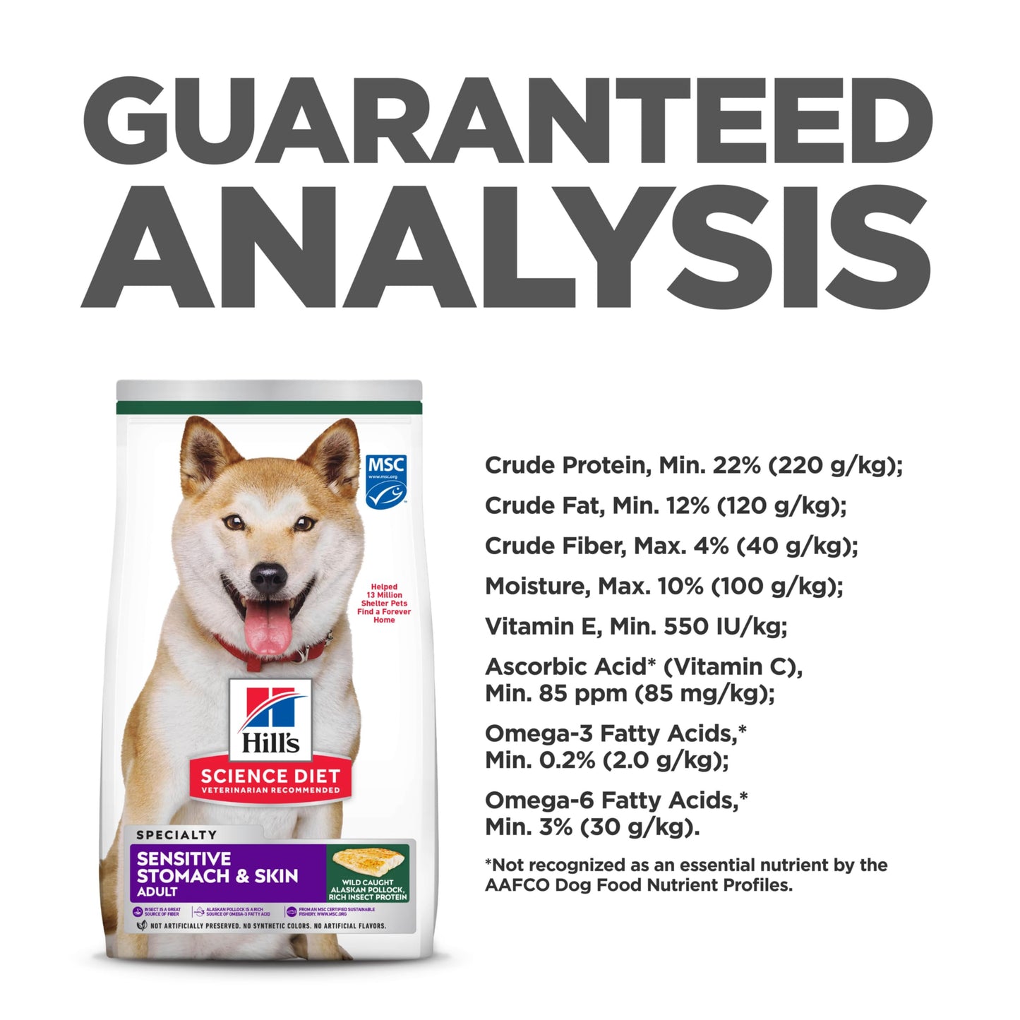 Hill's Science Diet Sensitive Stomach & Skin, Adult 1-6, Stomach & Skin Sensitivity support, Dry Dog Food, Pollock, Barley, & Insect Recipe, 3.5 lb Bag
