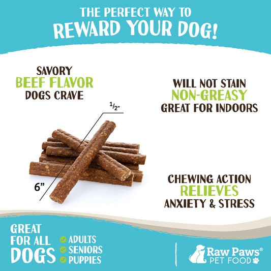 Raw Paws Alternative Soft Bully Sticks for Dogs, 6-Inch (15 Count) - Made in USA - Dog Chews Rawhide Free - Soft Dog Chews for Senior Dogs - Rawhide Free Treats - Puppy Teething