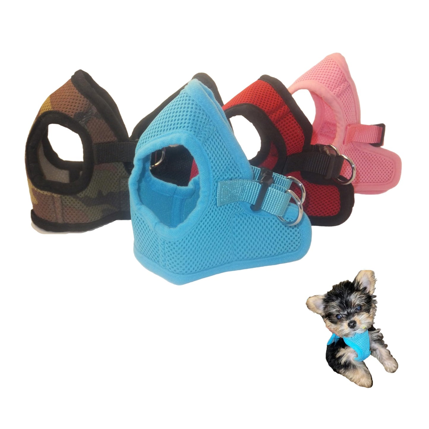 Snazzi Pet Soft No Pull Step-in Dog Harness Small Dog XXS XS Vest for Teacup, Chihuahua, Yorkie, Pomeranian Dog Vest Harness for Puppy SkyBlue Mesh Comfy (2-4 lbs)