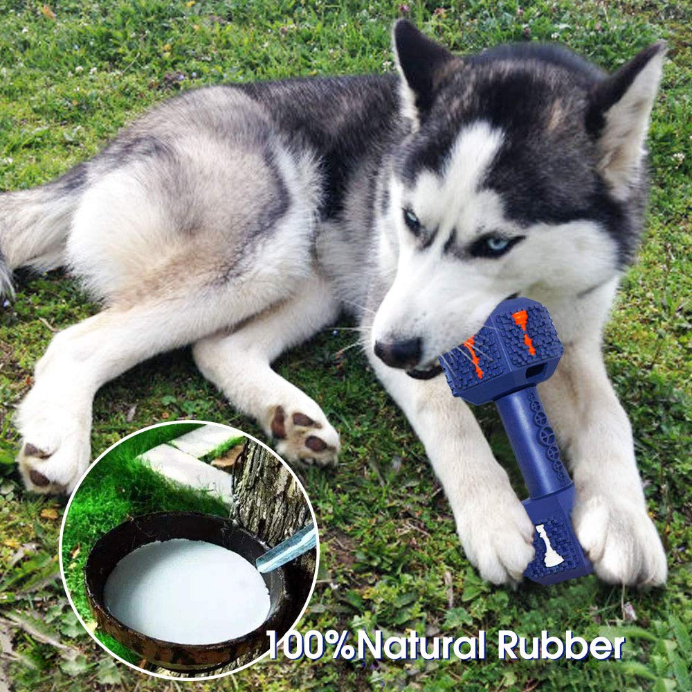 Jomilly Dog Chew Toys for Aggressive Chewers Indestructible Dog Toys Tough Natural Rubber Dumbbell Toy for Small Medium Large Dogs Large Blue