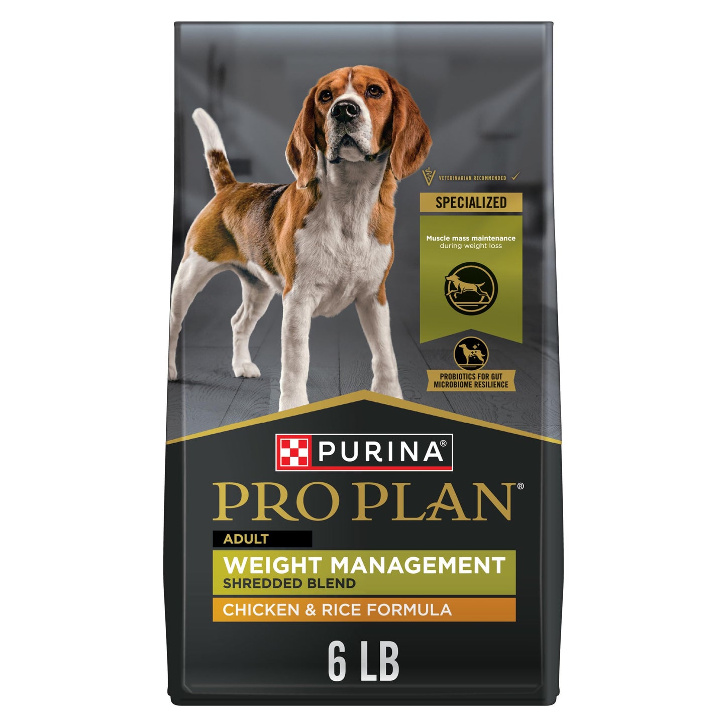 Purina Pro Plan Weight Management Dog Food Dry, Shredded Blend Chicken and Rice Formula - 6 lb. Bag