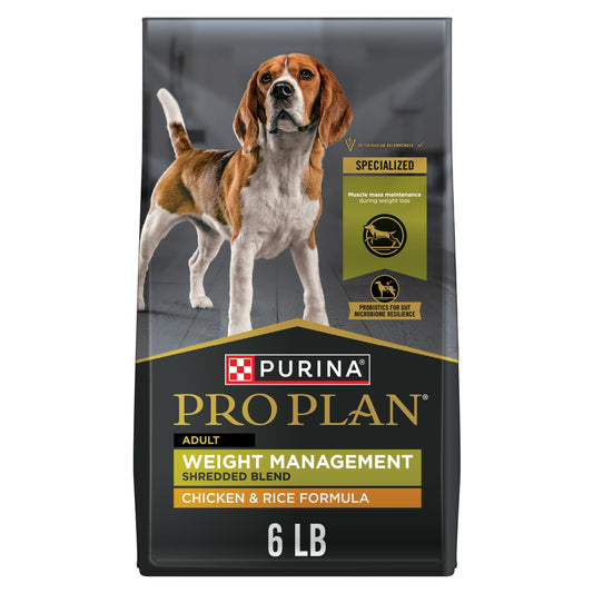 Purina Pro Plan Weight Management Dog Food Dry, Shredded Blend Chicken and Rice Formula - 6 lb. Bag
