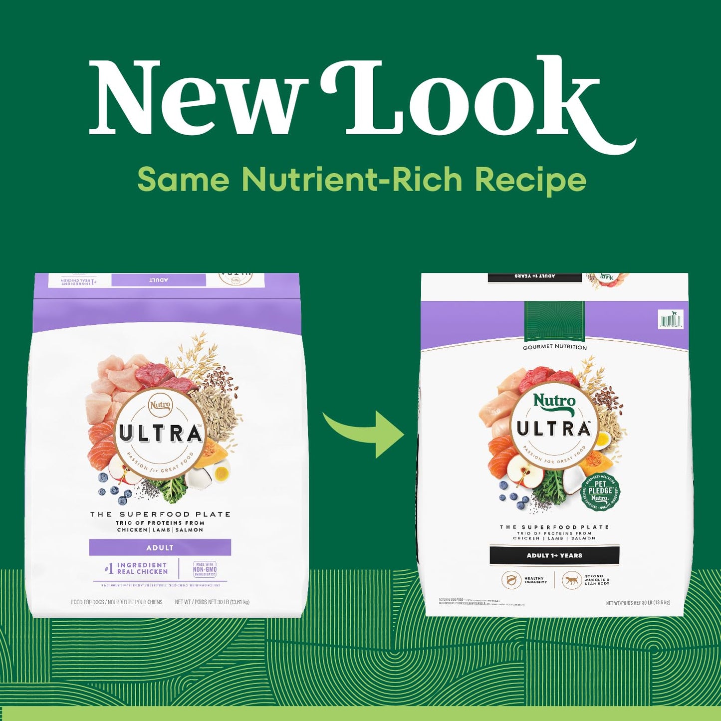 Nutro Ultra Adult Dry Dog Food with a Trio of Proteins from Chicken, Lamb and Salmon, 30 lb Bag