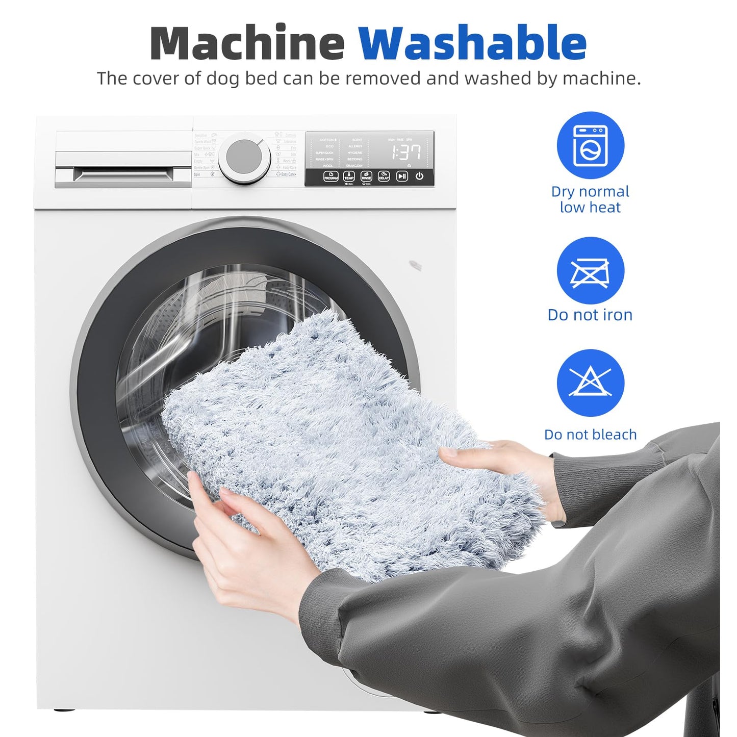 Simple Trending Orthopedic Dog Beds for Large Dogs, Waterproof Anti-Slip L Pet Bed, Egg-Crate Foam Big Dog Couch Bed with Washable Cover, Deluxe Plush Pet Sleeping Mat, Grey