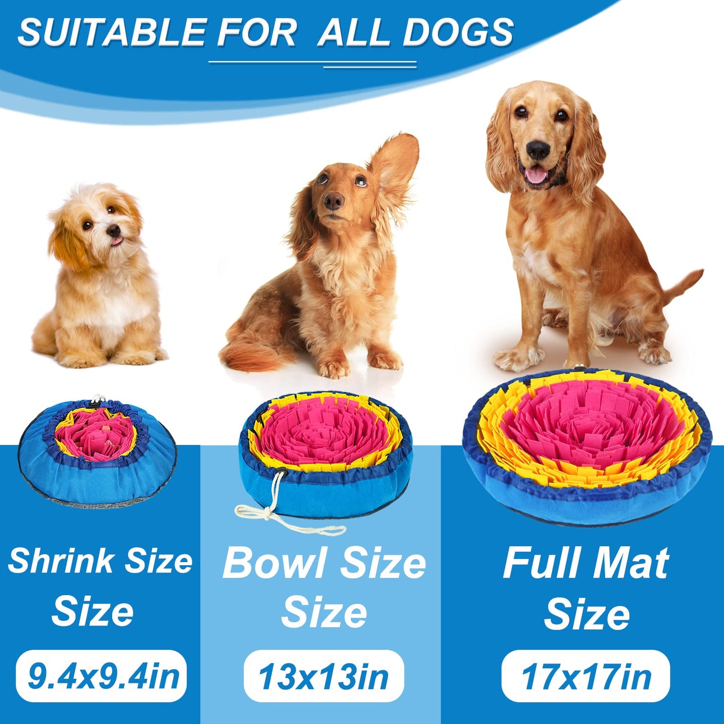 Vivifying Snuffle Mat for Dogs, Interactive Dog Enrichment Toys for Boredom and Mental Stimulation, Adjustable Sniff Mat for Slow Eating and Keep Busy (Red & Yellow)