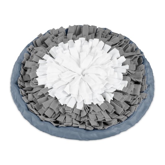 Navaris Snuffle Mat for Dogs - Dog Cat Pet Sniffing and Foraging Toy - Skills Blanket for Hidden Treats Snacks and Food - Machine-Washable - Round 18-7/8" (48 cm) - Black & White