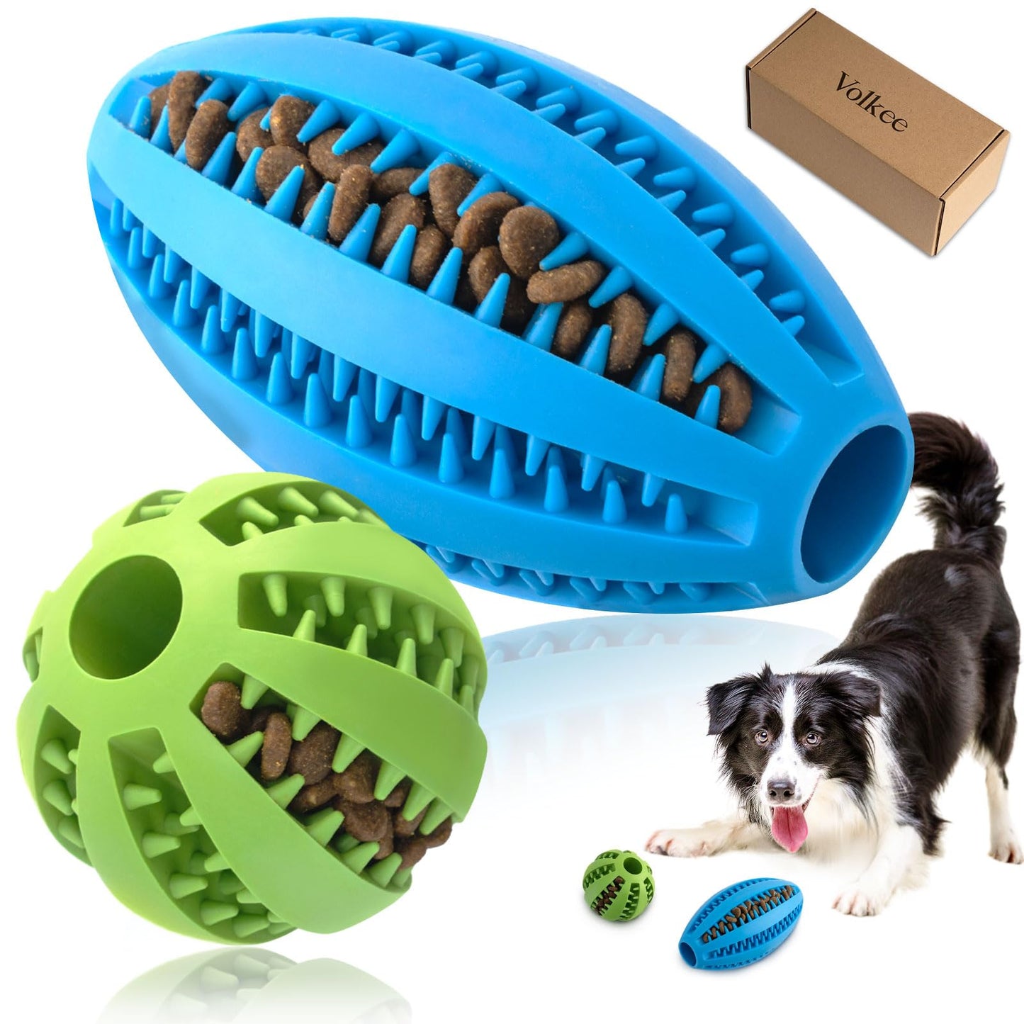 Volkee 2 Pack Puzzle Toy for Large Dogs, Interactive Dog Enrichment Toys, Toy to Keep Them Busy, Treat Dispensing Ball for Dog Teething and Training