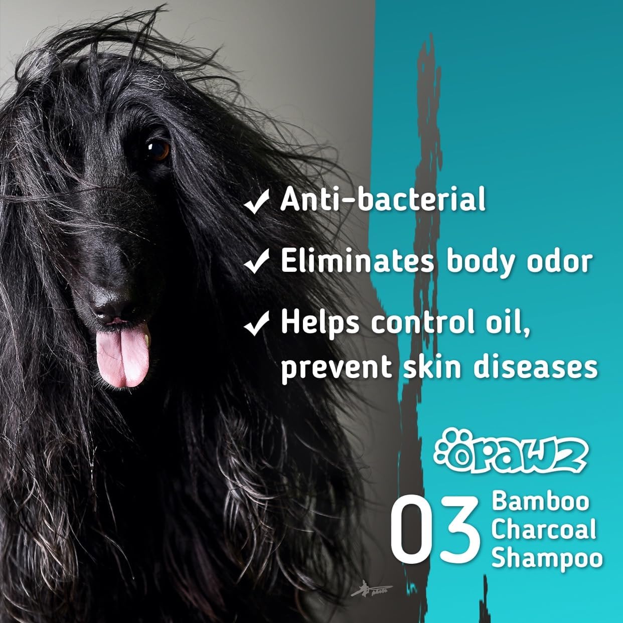 OPAWZ 03 Bamboo Charcoal Dog Shampoo, Hypoallergenic Pet Shampoo, Anti-Fungal Formula for Allergies and Itching Sensitive Skin, 16.9 fl.oz