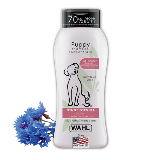 Wahl USA Gentle Puppy Shampoo for Pets – Cornflower Scent for Grooming Dirty Dogs - 24 Oz - Model 820002A