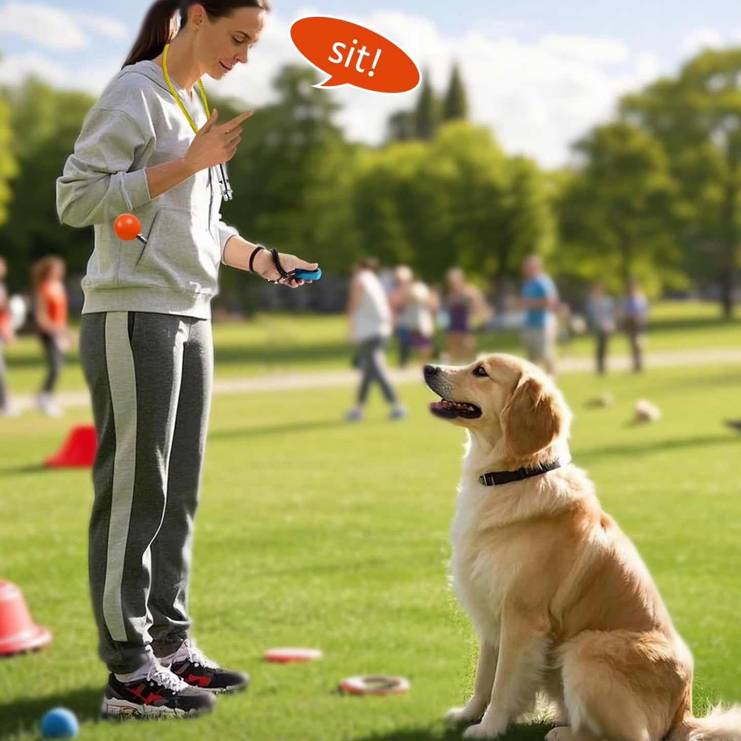 3Pack Set - Dog Clicker for Training, Retractable Target Stick, Whistle for Lure Course, Agility Equipment Tools for Dog Trainer, Cat Toilet Trainer Kit, Accessory for Pet Puppy Kitten Behavior Aids