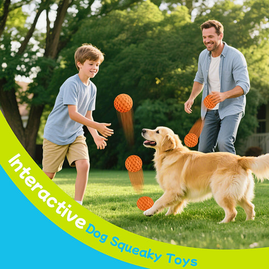 LUKITO Dog Chew Toys, Dog Toys for Aggressive Chewers Large Breed, Interactive Squeaky Balls, Tough Dog Toys with Natural Rubber for Large and Medium Small (3 Balls)