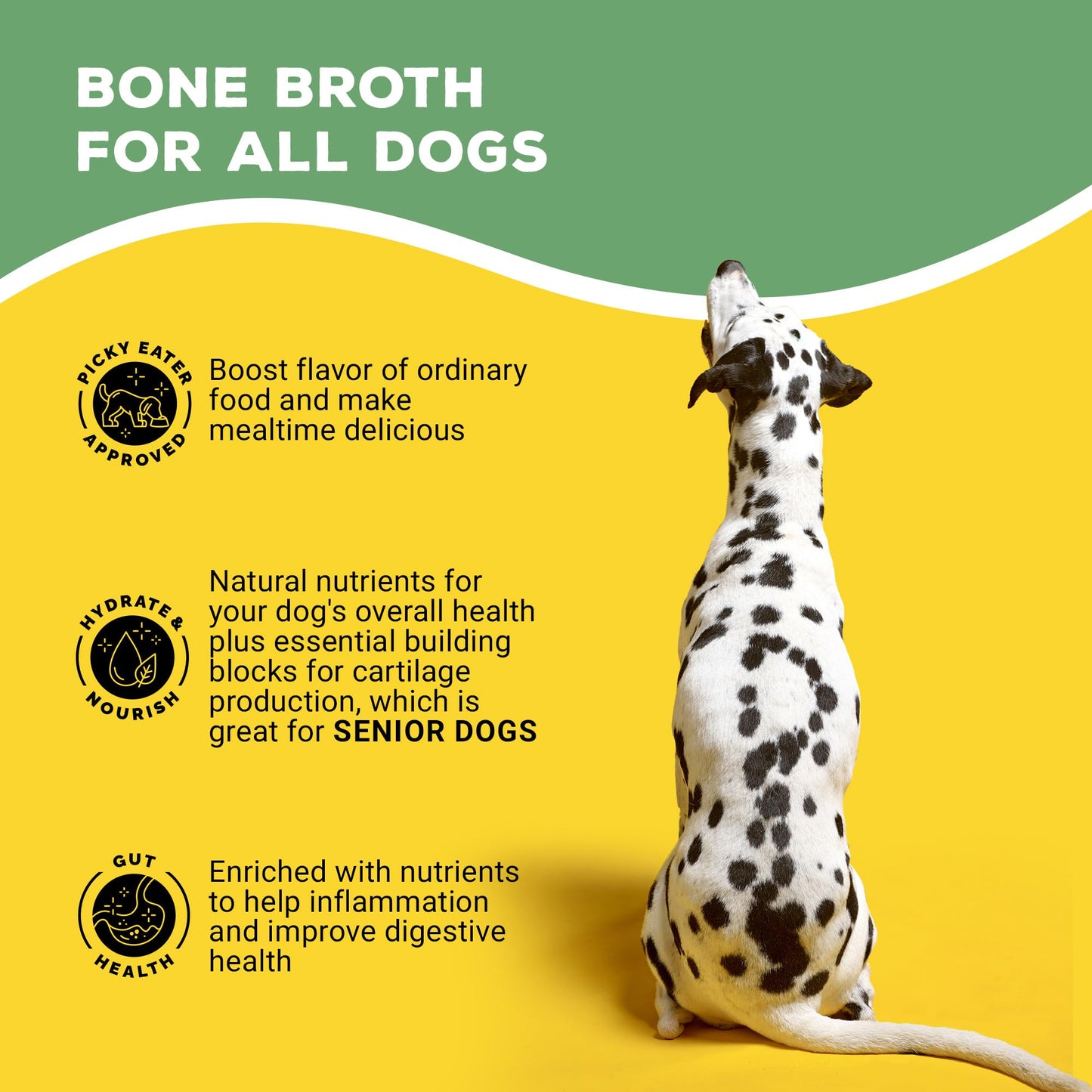Brutus Bone Broth for Dogs - Bone Broth Powder with Chondroitin Glucosamine & Turmeric - Human Grade Food Toppers for Dry Food & Picky Eaters - 5 Stick (Chicken)