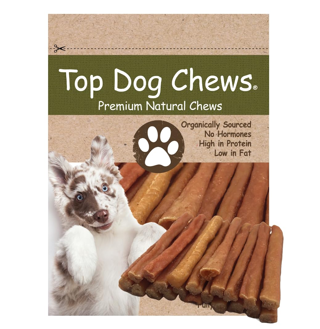 Top Dog Chews Turkey Tendon Round -Soft -Made in The USA - Large 1LB/ 16oz/ 453g (6", Roasted)
