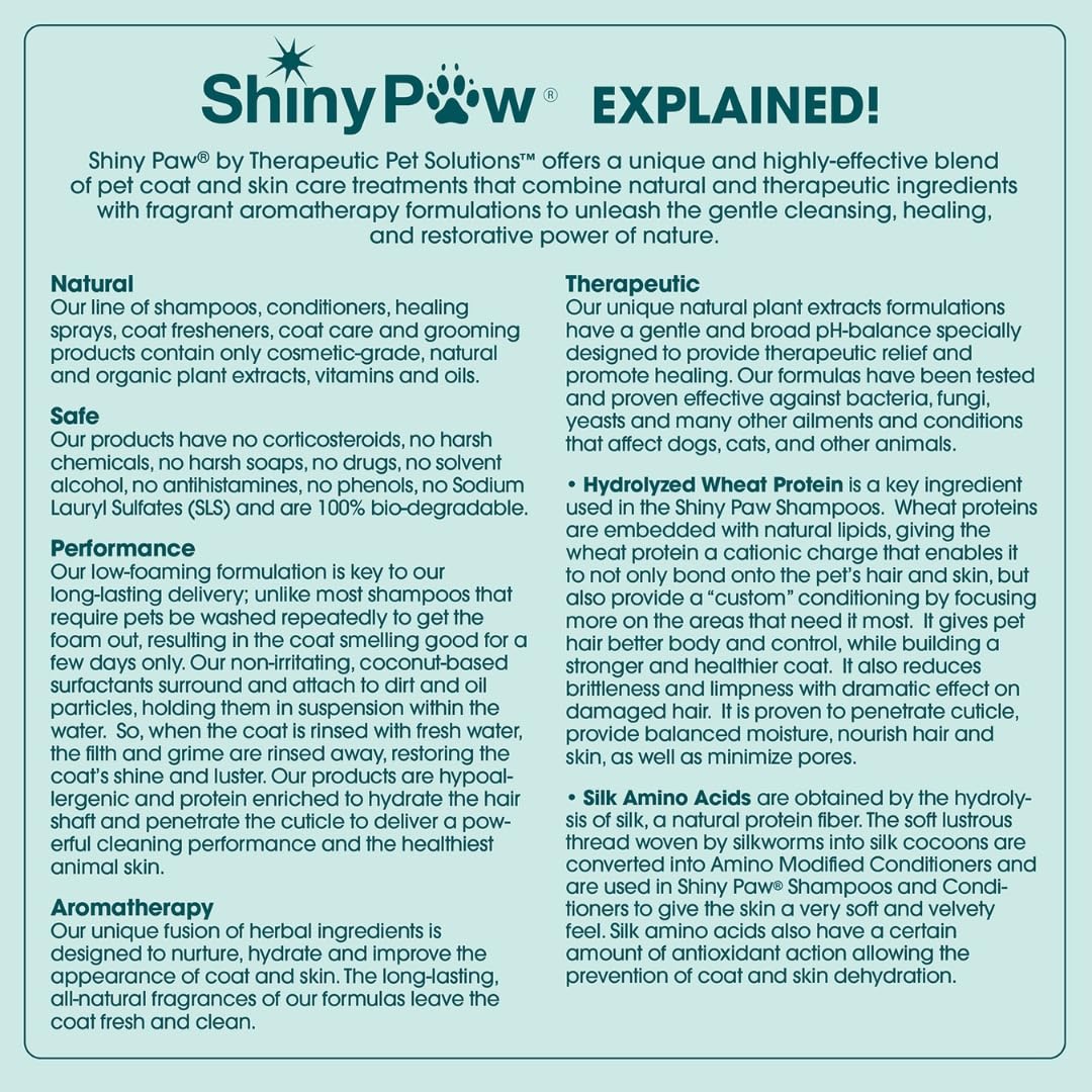 Pet Detangler Spray for Dogs & Cats 16 oz by Shiny Paw | Mint Essentials Detangler Spray | Hypoallergenic Dogs Detangler | Shines & Restores Coat | Made in The USA