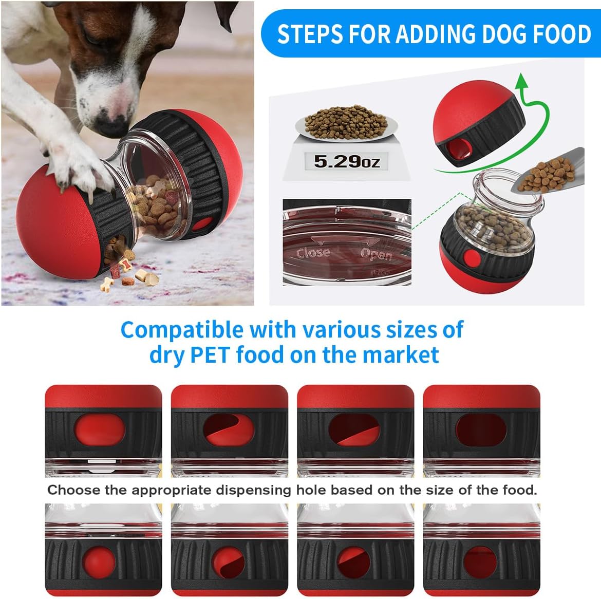 Hurray Treat Dispensing Dog Toys & Adjustable Slow Feeder Ball - Dog Puzzle Toy – Ideal Toys to Keep Them Busy - Treat Ball for Dogs