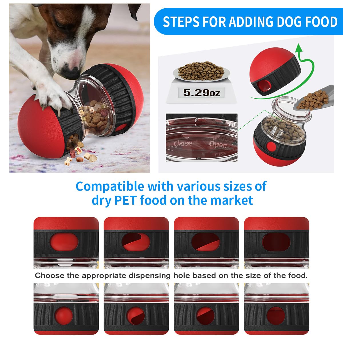 Hurray Treat Dispensing Dog Toys & Adjustable Slow Feeder Ball - Dog Puzzle Toy – Ideal Toys to Keep Them Busy - Treat Ball for Dogs