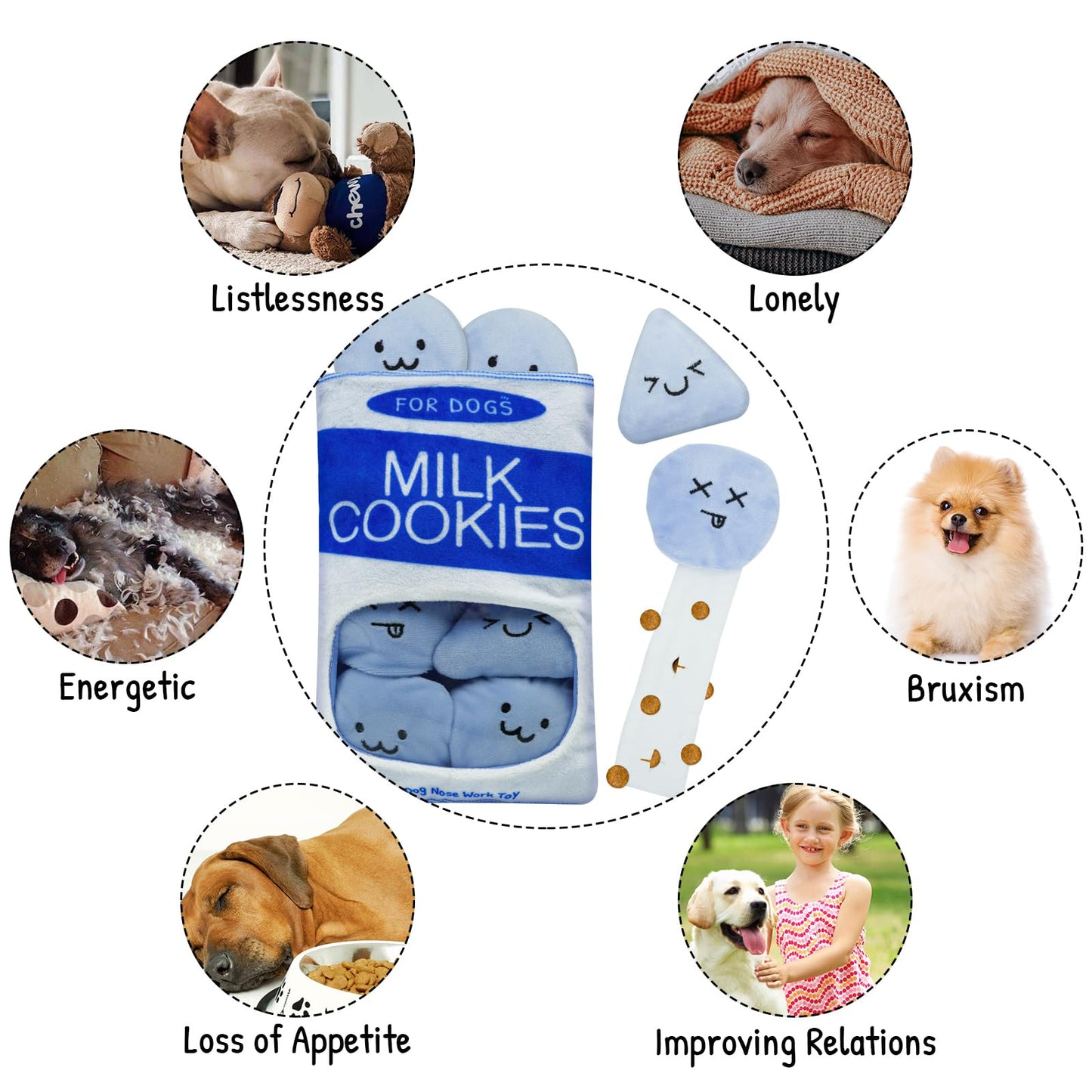 WELOMELO Interactive Treat Puzzle Dog Toy for Boredom and Stimulating, Crinkly Squeaky for Small, Medium and Large Dogs, Snuffle Potato Chips and Cookies (Blue)