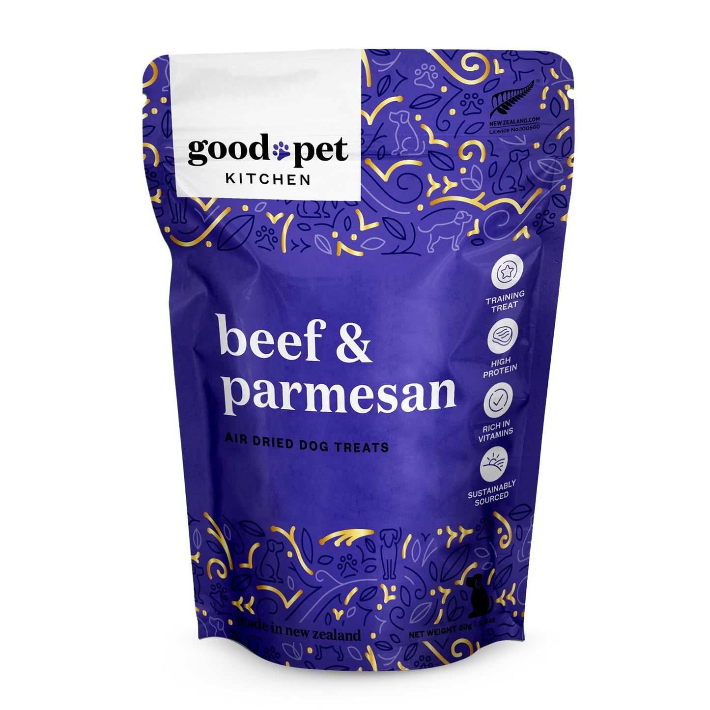 Good Pet Kitchen Pet Treats, Air-Dried, Natural, Limited Ingredient Dog Treat, Free Range, Grain Free Dog Treats, Toppers, Snacks, Beef & Parmesan 2.8 oz