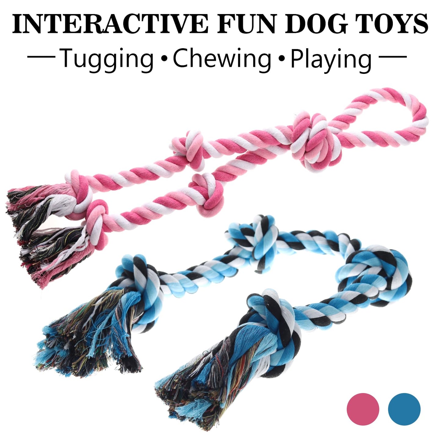 Kwispel Rope Toy for Dogs, 2 Pack Large Dog Rope Toys for Aggressive Chewers, Heavy Duty Dog Toys for Large Medium Breed, Indestructible Tough Rope Chew Toys Tug of War Dog Toy Teeth Cleaning