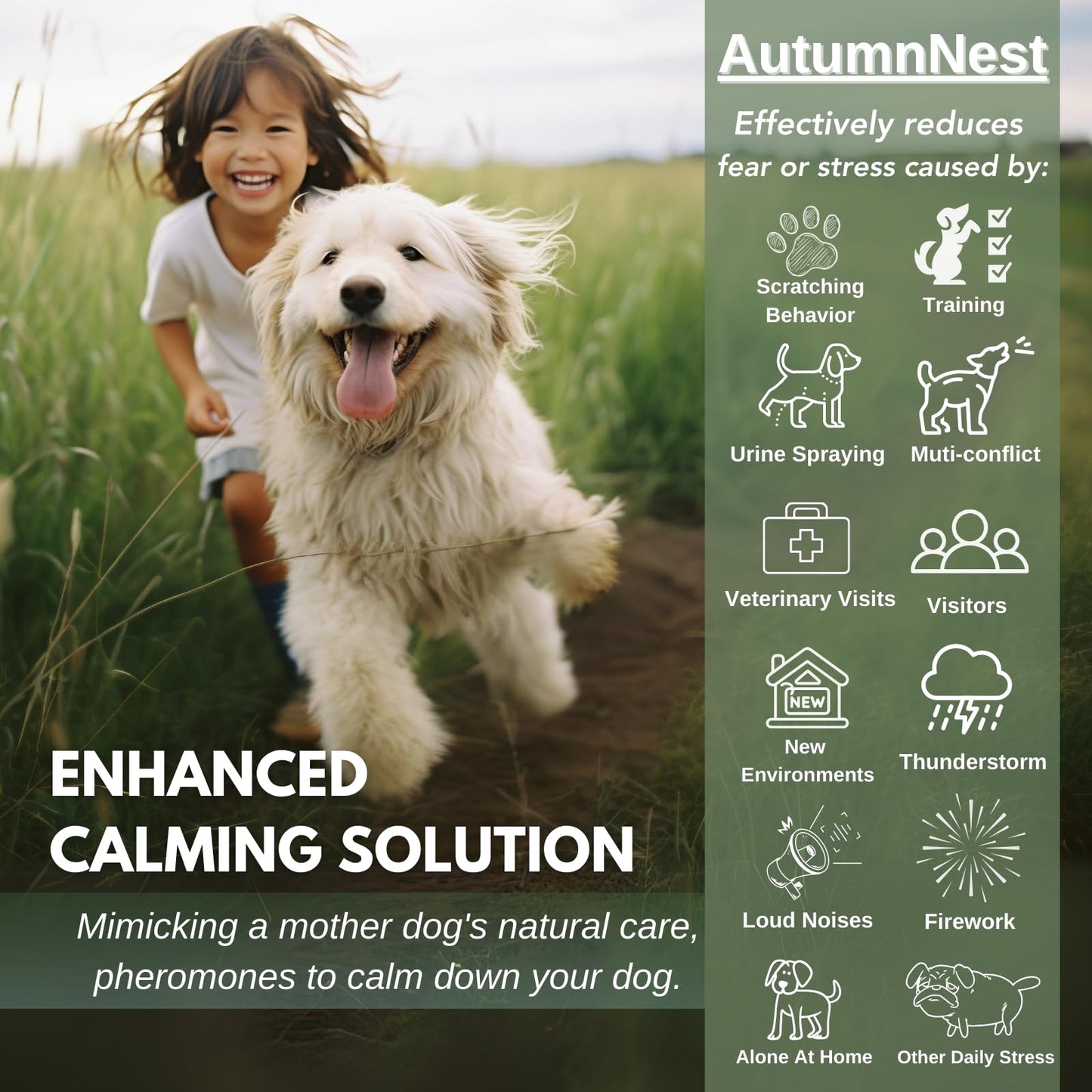 AutumnNest Dog Calming Diffuser Kit with 2 Plug-Ins & 4 Refills (48ml Each) + 3PCS Orange Woven Pet Chew Toys – Pheromone Stress Relief & Puppy Teething Bundle