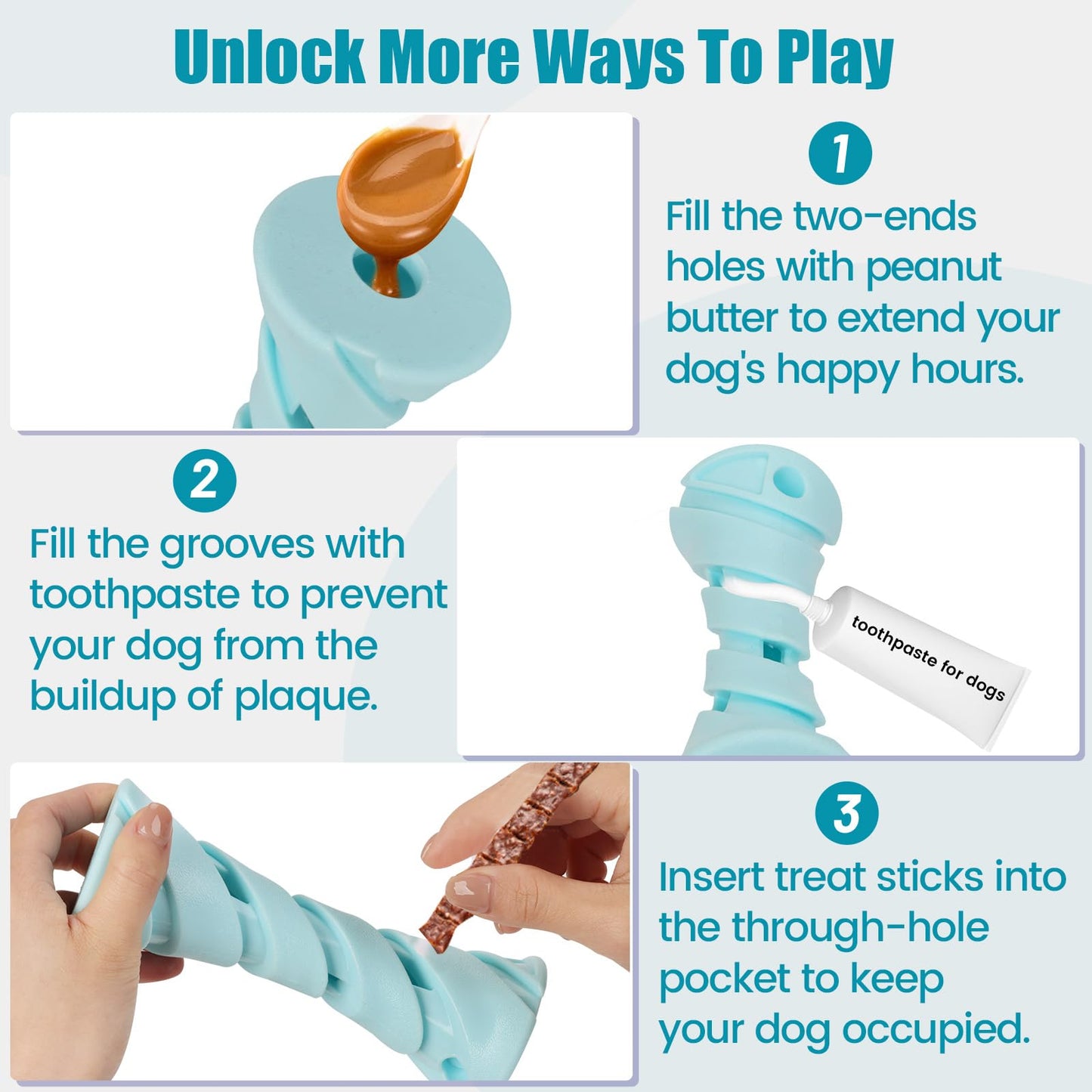 KGPERGU Interactive Dog Puzzle Toy for Boredom, Rubber Chew Toy Teething Toy to Keep Them Busy, Treat Dispensing Slow Feeder, Interactive Fetch & Dental Cleaning