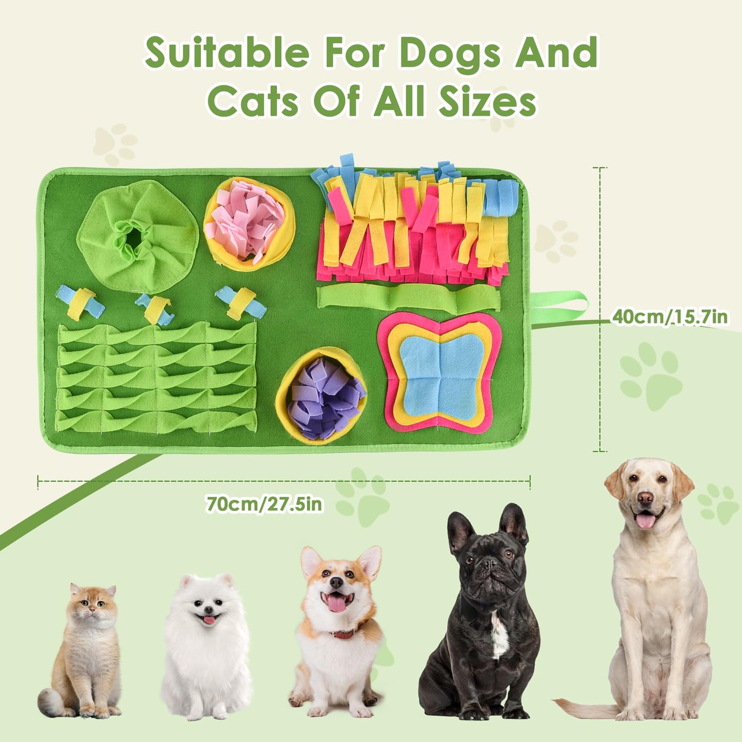 PAWSPURR Snuffle Mat for Dogs, 27.5x15.7Inch Interactive Slow Feeding Mat Dog Puzzle Toys for Foraging, Smell Training, Anxiety Relief