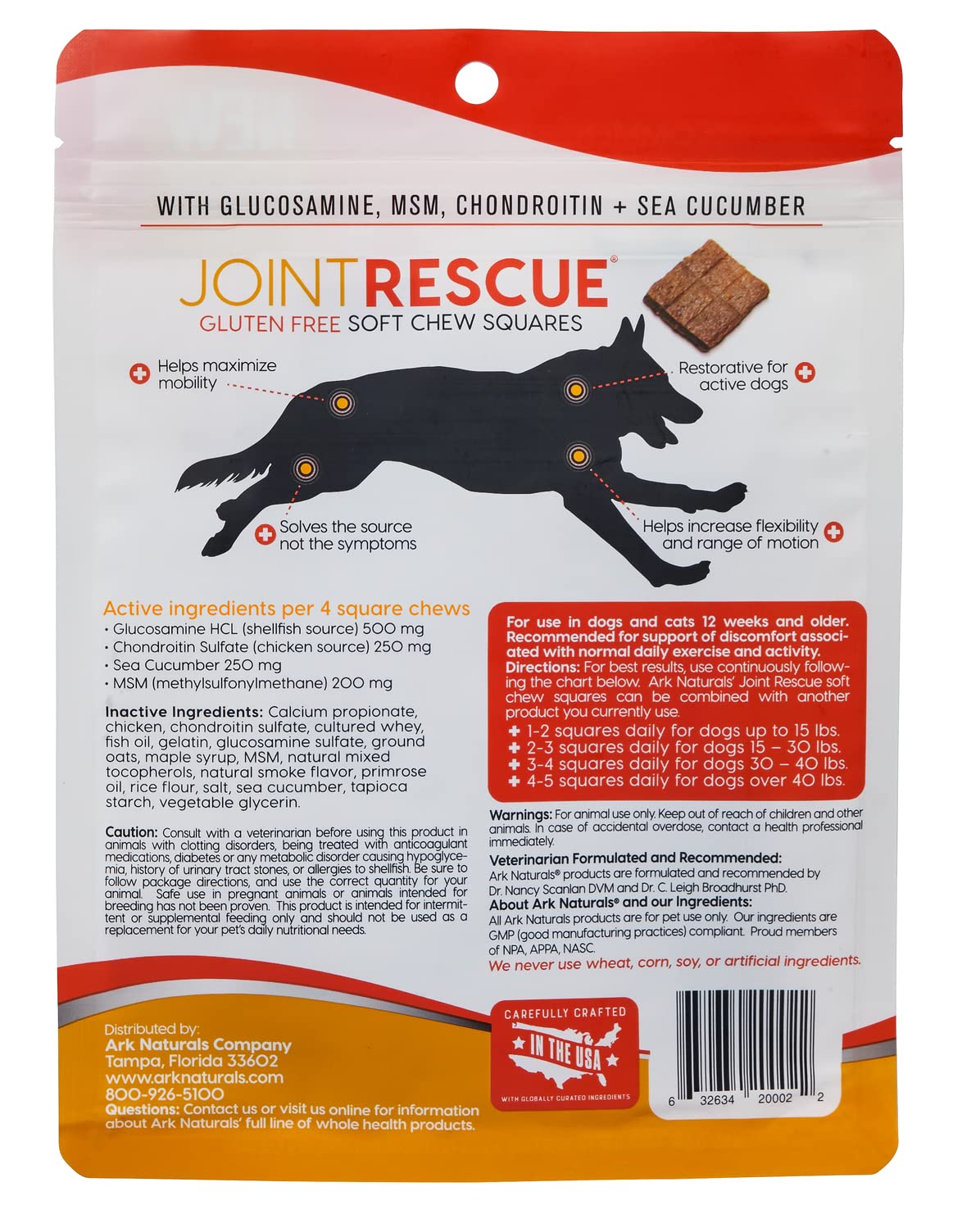 Ark Naturals Joint Rescue Dog Chew, Chicken Flavor, Joint Supplement with Glucosamine & Chondroitin, 2 Pack