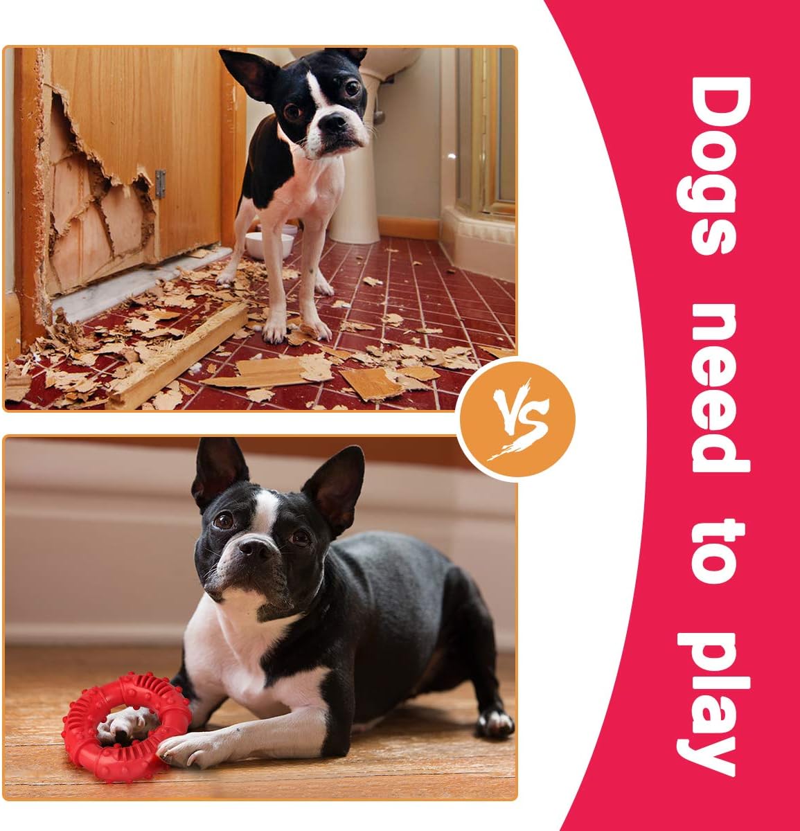 Dog Toys for Aggressive Chewers, Nearly Indestructible Tough Durable Natural Rubber Puppy Chew Toy for Large & Medium Breeds