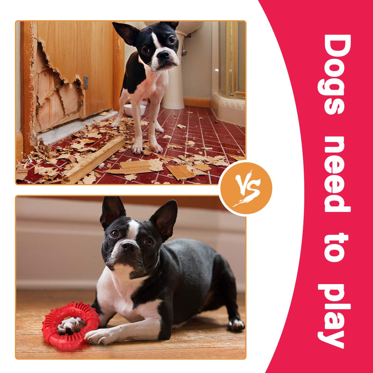 Dog Toys for Aggressive Chewers, Nearly Indestructible Tough Durable Natural Rubber Puppy Chew Toy for Large & Medium Breeds