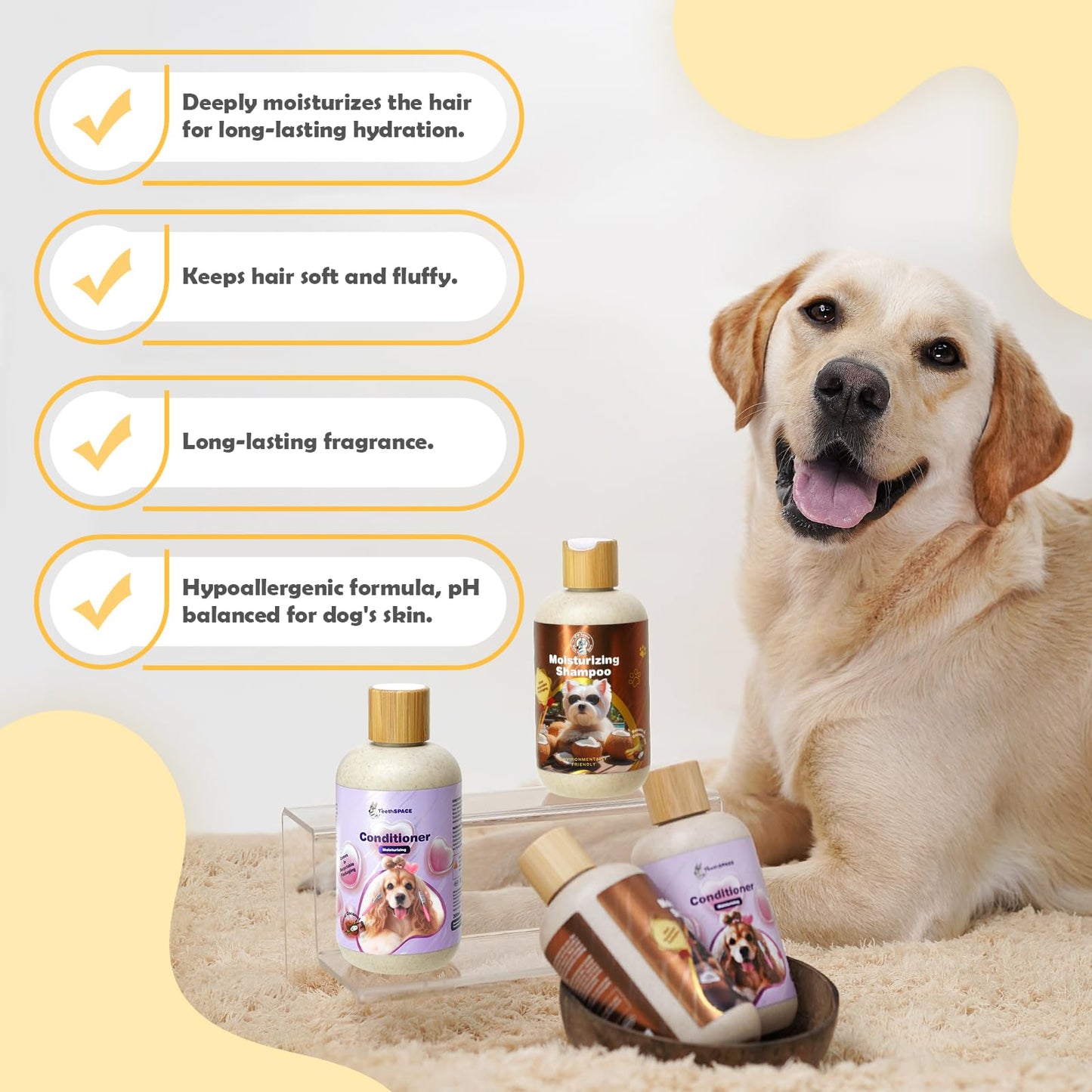 TeethSPACE Dog Conditioner Spray, Dry Skin Relief for Dog and Puppy, Dog Conditioner for Allergies and Itching, Deodorizing and Moisturizing Conditioner