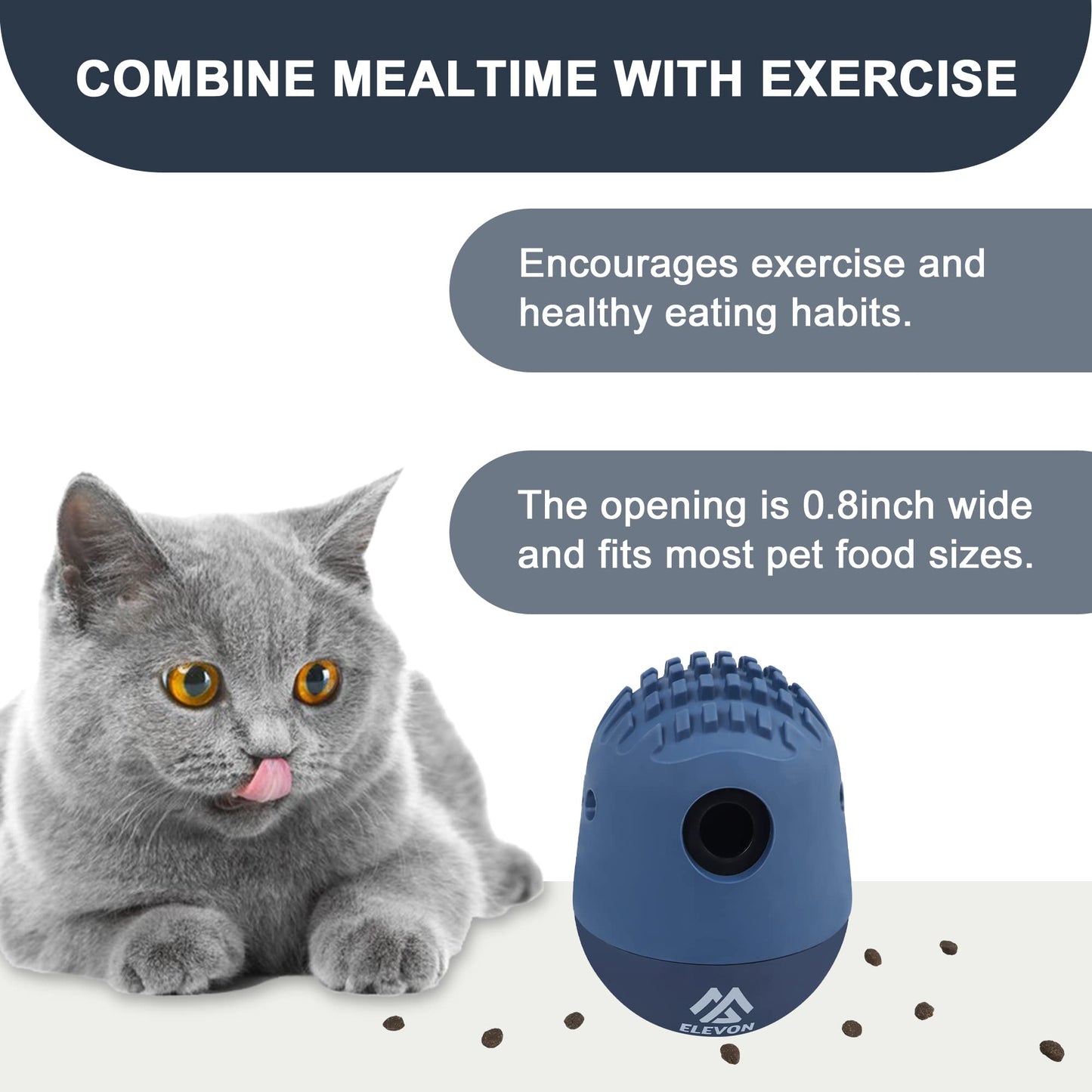 Elevon Treat Dispensing Dog Toys, Puppy and Medium Pet Food Interactive Dog Toy, Dog Slow Feeder, Puzzle Feeder, Dog Enrichment Toys for Puppy Teething and Chewers, Navy
