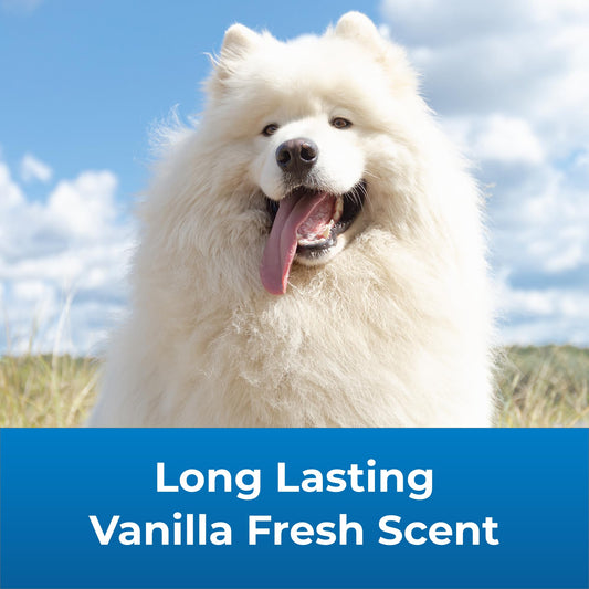 PetAg Fresh ’n Clean Whitening Snowy-Coat Shampoo, Vanilla Scent - 18 oz - Bleach-Free Formula to Correct Yellow Discoloration - Strengthens & Moisturizes Coats - Soap Free